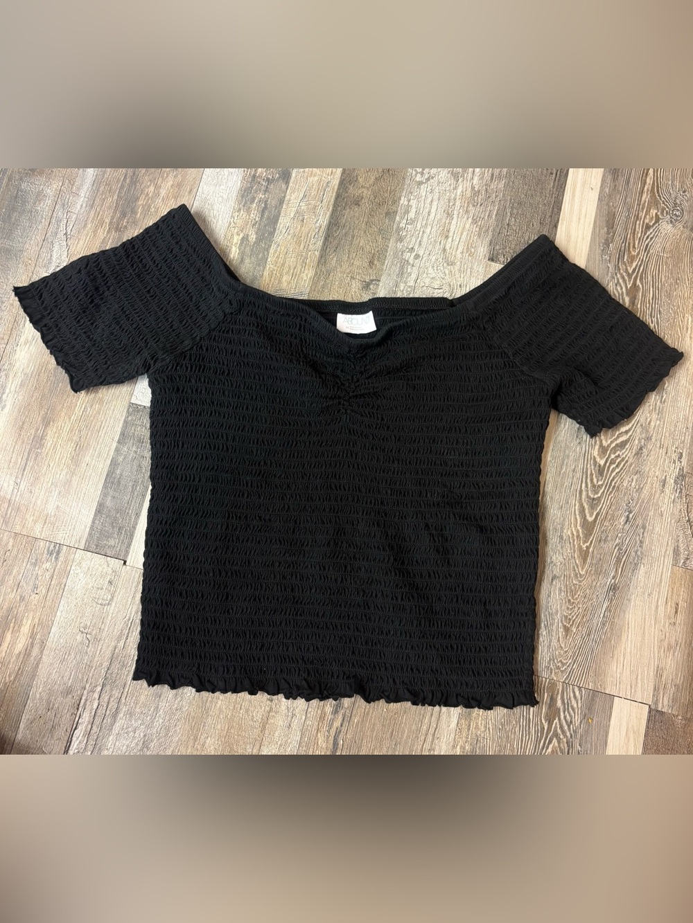 Abound Black Ribbed Off-Shoulder Top